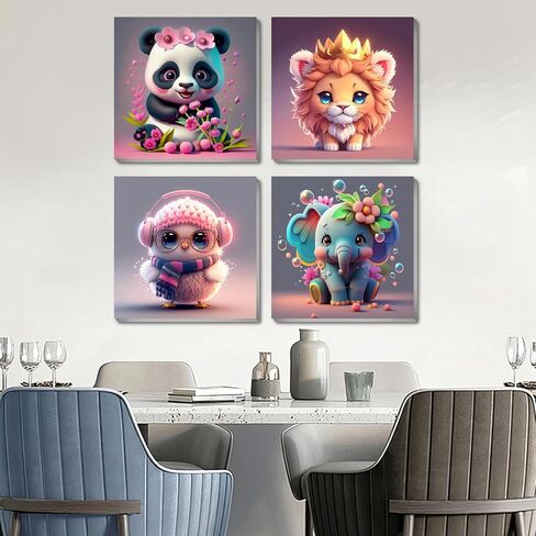 Fotasmua 4 Pack Paint by Numbers Kit for Kids with Wooden Frame, Animals Paint by Numbers Kit for Adults Beginner, Easy Acrylic Kids Paint by Number Arts and Craft for Home Wall Decor (8 X 8 Inch) in Saudi Arabia