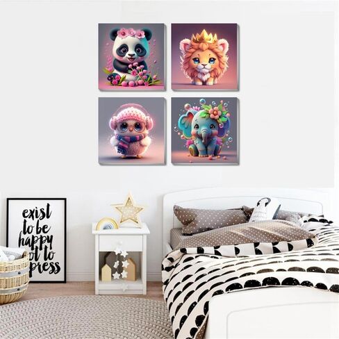 Fotasmua 4 Pack Paint by Numbers Kit for Kids with Wooden Frame, Animals Paint by Numbers Kit for Adults Beginner, Easy Acrylic Kids Paint by Number Arts and Craft for Home Wall Decor (8 X 8 Inch) in Saudi Arabia