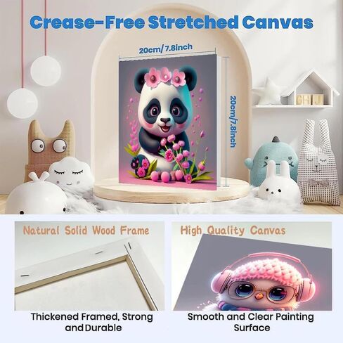 Fotasmua 4 Pack Paint by Numbers Kit for Kids with Wooden Frame, Animals Paint by Numbers Kit for Adults Beginner, Easy Acrylic Kids Paint by Number Arts and Craft for Home Wall Decor (8 X 8 Inch) in Saudi Arabia