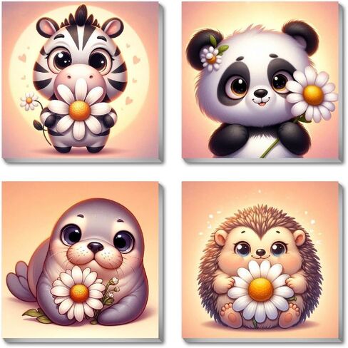 Fotasmua 4 Pack Paint by Numbers Kit for Kids with Wooden Frame, Animals Paint by Numbers Kit for Adults Beginner, Easy Acrylic Kids Paint by Number Arts and Craft for Home Wall Decor (8 X 8 Inch) in Saudi Arabia