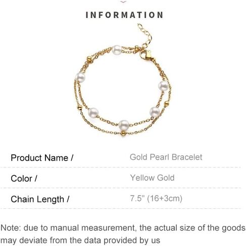 14K Gold Pearl Bracelet, Double Layer Freshwater Pearl Bracelet, Mother's Day Gift for Mother, Wife, Girlfriend in Saudi Arabia