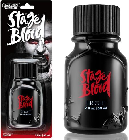 Spooktacular Creations Halloween Fake Blood Makeup، 2 أوقية زجاجة دم المرحلة، دم خفيف، قطرات دم قابلة للغسل لحفلة الهالوين التنكرية، مصاص الدماء، الزومبي، مكياج SFX، حفلة تنكرية in Saudi Arabia