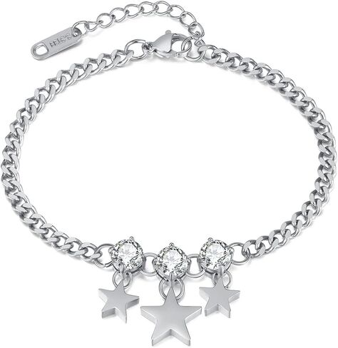 Fashion Star Charm Bracelet Stainless Steel Mini Cuban Link Chain Bracelet in Saudi Arabia