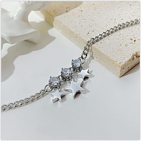 Fashion Star Charm Bracelet Stainless Steel Mini Cuban Link Chain Bracelet in Saudi Arabia