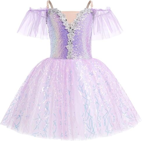 ODASDO Kids Ballet Dance Leotard with Tutu Skirt Camisole Sequin Princess Dress Ballerina Costume for Stage Performace in Saudi Arabia