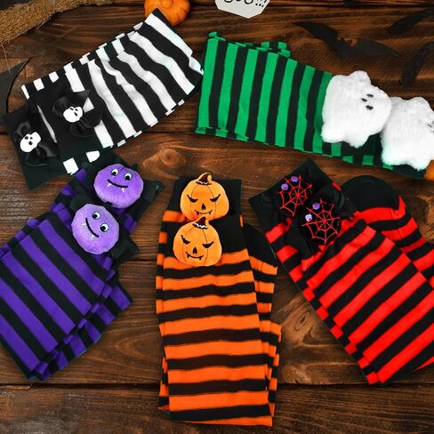 5 Pairs Halloween Thigh High Socks for Women, Striped High Knee Socks, Over the Knee Long Socks, Elf Socks Witch Socks for Halloween Cosplay Party in Saudi Arabia