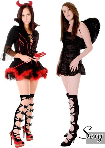 Geyoga 2 Pairs Women Lace Bows Lolita Socks Gothic Harajuku Cute Knee High Socks Cut out Kawaii Goth Stockings in Saudi Arabia