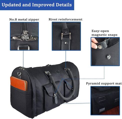 GYSSIEN 2 in 1 Convertible Travel Garment Bag Carry On Suit Bag Luggage Duffel (Standard) in Kuwait