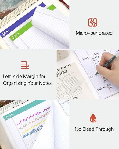 Notepads 8.5 x 11 Legal Pads Bulk, 24 Packs Wide Ruled White Paper, Micro Perforated 45 Sheets/90 Pages (70GSM) Letter Pad for Writing, Meeting, Classroom, Home, Office (Rainbow) in Saudi Arabia