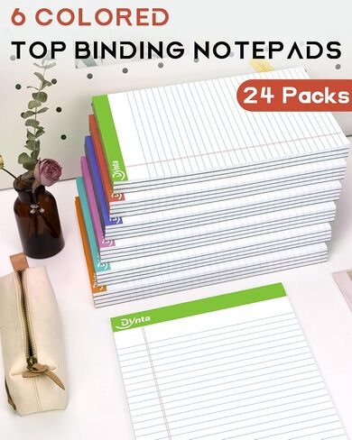 Notepads 8.5 x 11 Legal Pads Bulk, 24 Packs Wide Ruled White Paper, Micro Perforated 45 Sheets/90 Pages (70GSM) Letter Pad for Writing, Meeting, Classroom, Home, Office (Rainbow) in Saudi Arabia