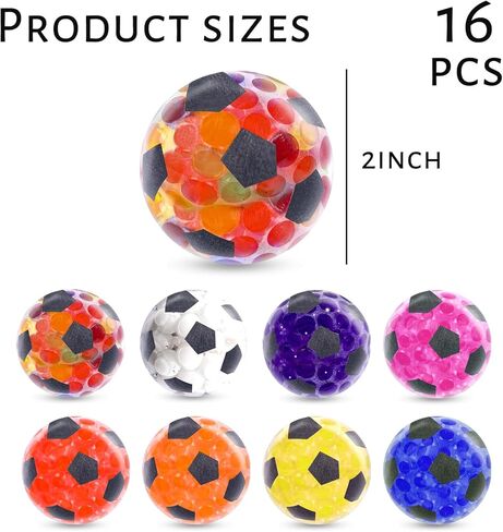 MCPINKY Mini Stress Balls, Colorful Soccer Stress Ball, Soccer Party Favors,Squeeze Stress Balls for Classroom Prizes, 16 PCS in Kuwait