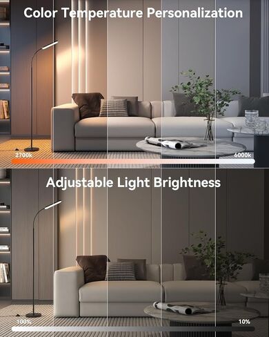 LED Floor Lamp, Bright Floor Lamp for Living Room with Remote Control Foot Switch, Stepless Adjustable Colour Temperature Brightness Standing Lamp with Timer, Eye Caring Floor Lamp for Bedroom in Kuwait
