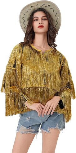 MISI CHAO Thin Tinsel Jacket with Loose Fit Extra Dense Multilayer Tinsel Coat for Festival Carnival in Saudi Arabia