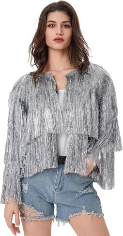 MISI CHAO Thin Tinsel Jacket with Loose Fit Extra Dense Multilayer Tinsel Coat for Festival Carnival in Saudi Arabia