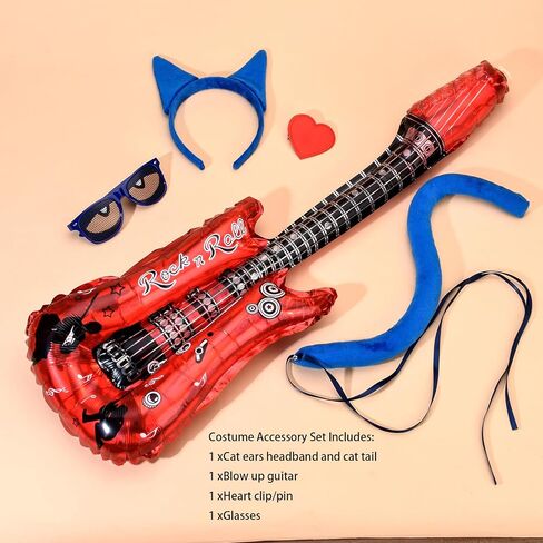 Merroyal Cat Ears Headband and Tail Set for Cosplay, Book Day Dress Up, Halloween Party, Blue in Kuwait