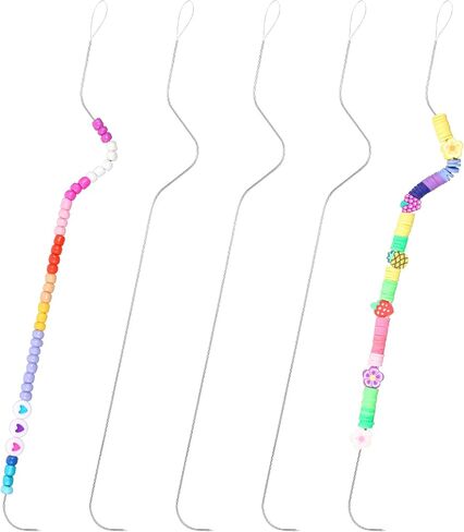 Giantree Bead Spinner Needles, 5 PCS 7.48 Inches Stainless Beading Needles for Bead Spinner, Ergonomic Arc Design Big Eye Curved Seed Beading Needles for Beading Bracelet Necklace Jewelry Making in Saudi Arabia