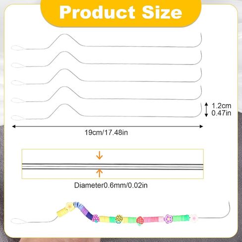 Giantree Bead Spinner Needles, 5 PCS 7.48 Inches Stainless Beading Needles for Bead Spinner, Ergonomic Arc Design Big Eye Curved Seed Beading Needles for Beading Bracelet Necklace Jewelry Making in Saudi Arabia