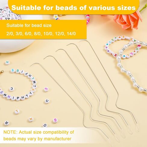 Giantree Bead Spinner Needles, 5 PCS 7.48 Inches Stainless Beading Needles for Bead Spinner, Ergonomic Arc Design Big Eye Curved Seed Beading Needles for Beading Bracelet Necklace Jewelry Making in Saudi Arabia