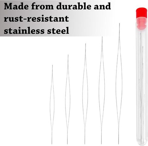 Bead Needle Stainless Steel Big Eye Sewing Needles for Sew Beads Jewellery Making Embroidery Art & Craft (5 Sizes) in Kuwait