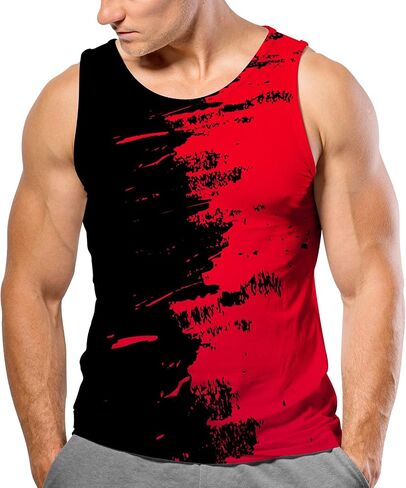 قمصان Sanatty للرجال Rave Tank Tops، جرافيك صيفي مضحك بدون أكمام، وطني، قمصان صيفية للشاطئ للرجال S - 3XL in Kuwait