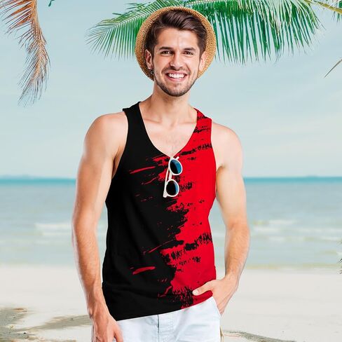 قمصان Sanatty للرجال Rave Tank Tops، جرافيك صيفي مضحك بدون أكمام، وطني، قمصان صيفية للشاطئ للرجال S - 3XL in Kuwait