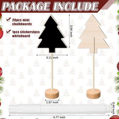 20 Pcs Christmas Mini Chalkboard Signs Small Chalk Board with Stand for Food Wooden Blackboard with Chalk Marker for Christmas Wedding Message Board (3.94 x 3.94 Inch,Ball) in Saudi Arabia