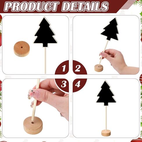 20 Pcs Christmas Mini Chalkboard Signs Small Chalk Board with Stand for Food Wooden Blackboard with Chalk Marker for Christmas Wedding Message Board (3.94 x 3.94 Inch,Ball) in Saudi Arabia