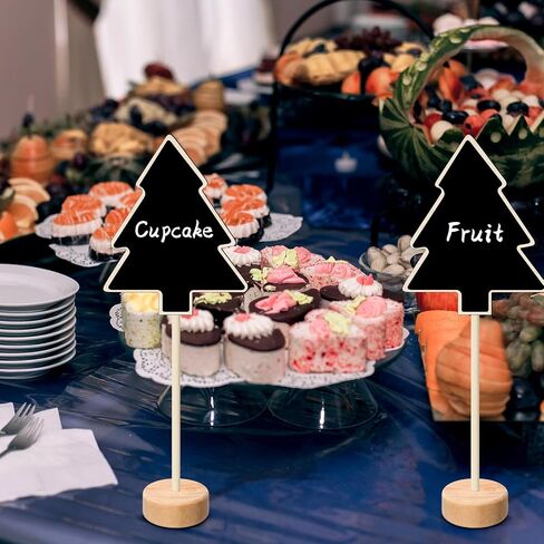 20 Pcs Christmas Mini Chalkboard Signs Small Chalk Board with Stand for Food Wooden Blackboard with Chalk Marker for Christmas Wedding Message Board (3.94 x 3.94 Inch,Ball) in Saudi Arabia