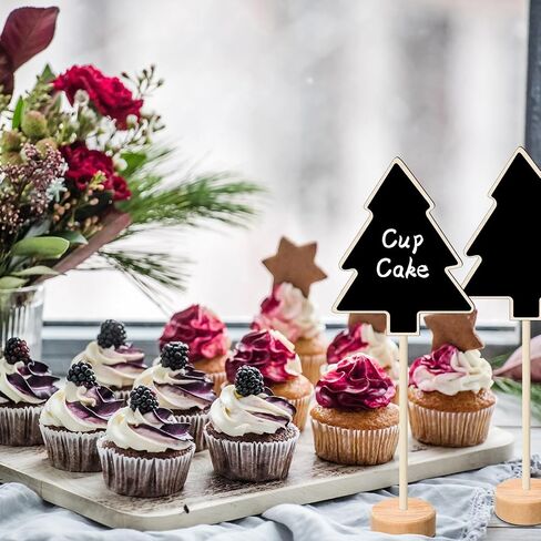 20 Pcs Christmas Mini Chalkboard Signs Small Chalk Board with Stand for Food Wooden Blackboard with Chalk Marker for Christmas Wedding Message Board (3.94 x 3.94 Inch,Ball) in Saudi Arabia