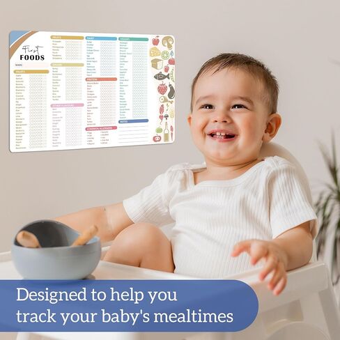 BIROYAL 12"x8" Baby First Food Tracker with Fridge Magnet, 127 Foods Before 1 Checklist Magnet, Reusable Daily Food Log, Magnetic Baby First Foods Chart/Checklist in Saudi Arabia
