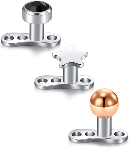 Anicina Dermal Anchors Top and Base 14G Surgical Steel Micro Dermal Anchor Internally Threaded Replacement Tops & Base in Saudi Arabia