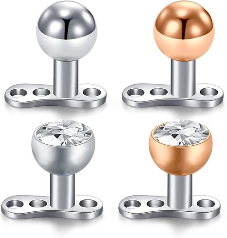 Anicina Dermal Anchors Top and Base 14G Surgical Steel Micro Dermal Anchor Internally Threaded Replacement Tops & Base in Saudi Arabia