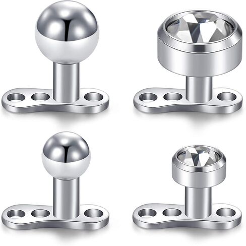 Anicina Dermal Anchors Top and Base 14G Surgical Steel Micro Dermal Anchor Internally Threaded Replacement Tops & Base in Saudi Arabia