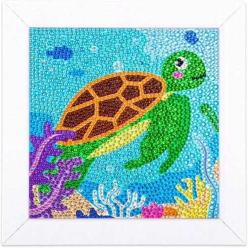 Labeol 5D Diamond Art Kit for Kids with Wooden Frame Art and Crafts for Kids Ages 6-8 - 10-12 Full Drill Painting by Number Kits Home Wall Decoration 6X6 inch (Tortoise) in Saudi Arabia