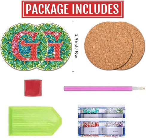 Bysincy 2 PCS A-Z 26 Letters Diamond Painting Coasters Kit,5D DIY Diamond Art Mosaic Alphabet Coasters Kits by Number for Adults Kids,Mandala Art Coasters with Initial (L) in Kuwait