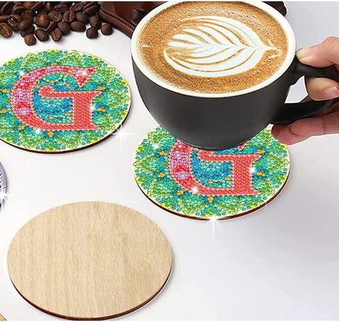 Bysincy 2 PCS A-Z 26 Letters Diamond Painting Coasters Kit,5D DIY Diamond Art Mosaic Alphabet Coasters Kits by Number for Adults Kids,Mandala Art Coasters with Initial (L) in Kuwait