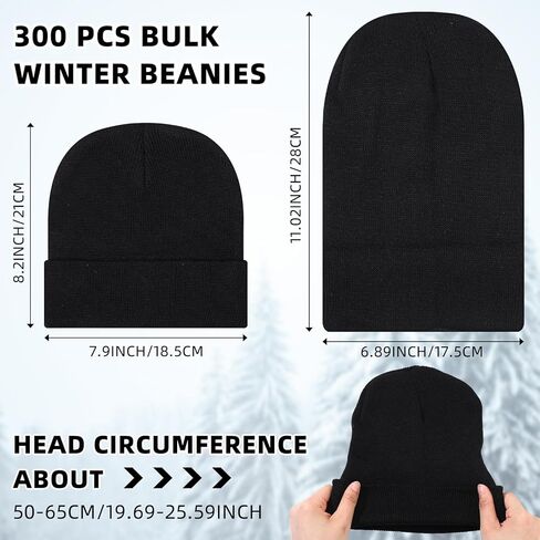 300 Pcs Bulk Winter Beanie for Homeless Donation Unisex Beanie Hat Knitted Warm Skull Cap for Women Men in Kuwait
