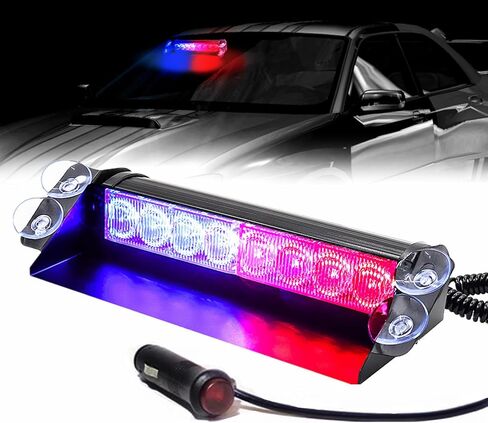LED Dash Emergency Strobe Lights Interior Windshield Yellow Flashing Warning Light Bar w/Suction Cups for Police Law Enforcement Construction Vehicles Trucks. in Kuwait