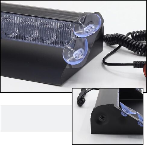 LED Dash Emergency Strobe Lights Interior Windshield Yellow Flashing Warning Light Bar w/Suction Cups for Police Law Enforcement Construction Vehicles Trucks. in Kuwait
