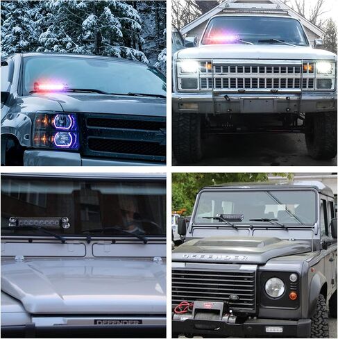 LED Dash Emergency Strobe Lights Interior Windshield Yellow Flashing Warning Light Bar w/Suction Cups for Police Law Enforcement Construction Vehicles Trucks. in Kuwait