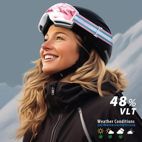 ZABERT Ski Snow Goggles for Men Women Youth, Over Glasses OTG Anti-fog 100% UV Protection Stylish Ultra HD Comfy in Saudi Arabia