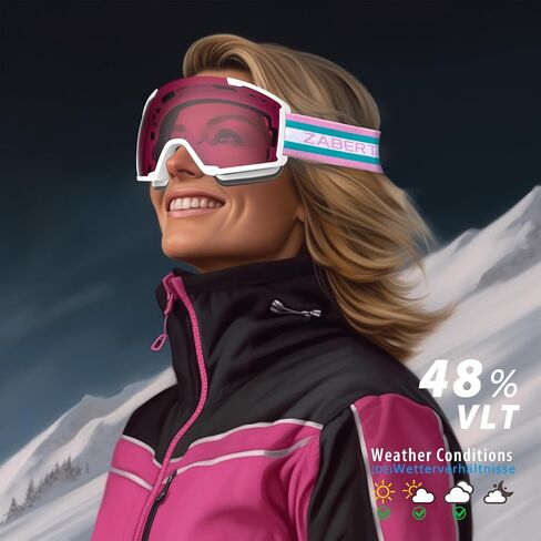 ZABERT Ski Snow Goggles for Men Women Youth, Over Glasses OTG Anti-fog 100% UV Protection Stylish Ultra HD Comfy in Saudi Arabia