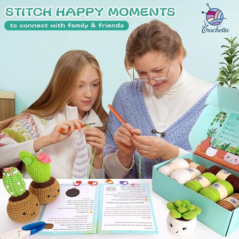 Crochetta Crochet Kit for Beginners, Beginner Crochet Kits for Adults with Step-by-Step Video Tutorials, DIY Knitting & Crocheting Craft Hobbies Supplies, 6 Pack Plants(40%+ Yarn) in Kuwait