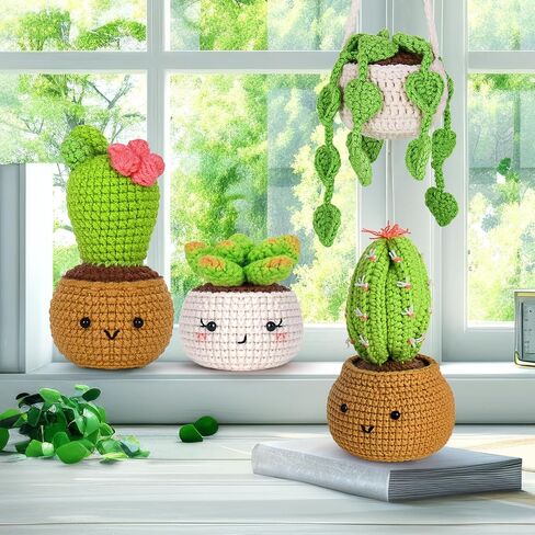 Crochetta Crochet Kit for Beginners, Beginner Crochet Kits for Adults with Step-by-Step Video Tutorials, DIY Knitting & Crocheting Craft Hobbies Supplies, 6 Pack Plants(40%+ Yarn) in Kuwait