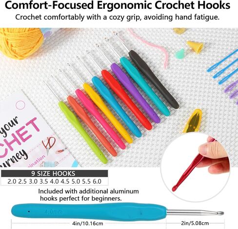 JC CRAFT 137-Piece Crochet Kit for Beginners Adults & Kids: 20 Vibrant Yarns, Ergonomic Hooks, Complete Supplies, Stylish Bag – Perfect Crochet Starter Kit, 1970 Yards of Yarn, Purple in Saudi Arabia