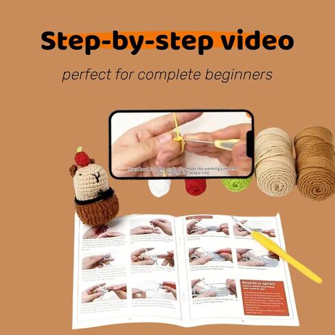 Hylvix Crochet kit for Beginners, Capybara Animals Crochet kit, Learn to Crochet, with Step by Step Video, for Adults Kids, for Gifts, with Tutorials and Yarns, Hook, Accessories (Capybara) in Saudi Arabia