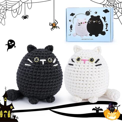 Cat Crochet Kit for Beginners-Calico Cat Crochet Kits for Adults Kids, Crochet Starter Kit with Step-by-Step Video Tutorials,Crochet Animal Kits Learn to Crochet Kits for Adults Kids in Kuwait