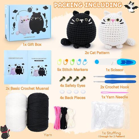Cat Crochet Kit for Beginners-Calico Cat Crochet Kits for Adults Kids, Crochet Starter Kit with Step-by-Step Video Tutorials,Crochet Animal Kits Learn to Crochet Kits for Adults Kids in Kuwait