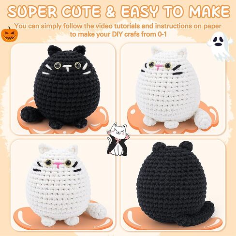 Cat Crochet Kit for Beginners-Calico Cat Crochet Kits for Adults Kids, Crochet Starter Kit with Step-by-Step Video Tutorials,Crochet Animal Kits Learn to Crochet Kits for Adults Kids in Kuwait