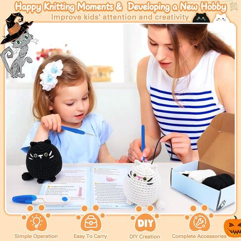 Cat Crochet Kit for Beginners-Calico Cat Crochet Kits for Adults Kids, Crochet Starter Kit with Step-by-Step Video Tutorials,Crochet Animal Kits Learn to Crochet Kits for Adults Kids in Kuwait